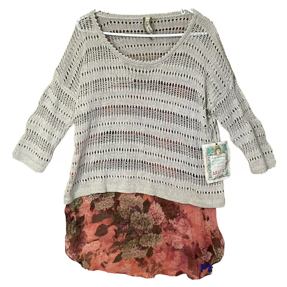NWT ARATTA Mixed Media Love Memory Silk Contrast
